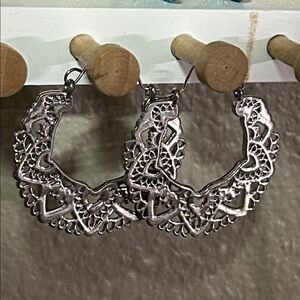 Silver Filagree Hoop Earrings